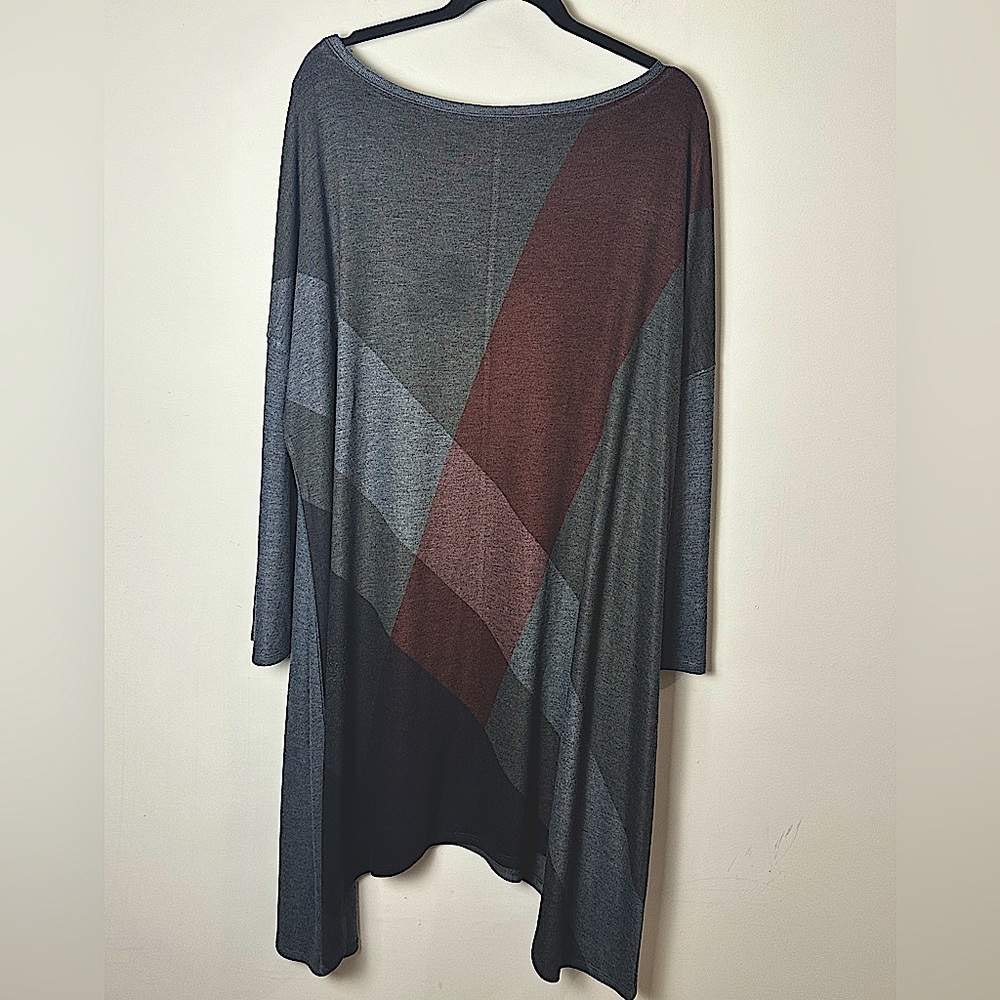 GO COUTURE Women’s Size X-Large Charcoal Grey & Maroon Pullover Cardigan Sweater
